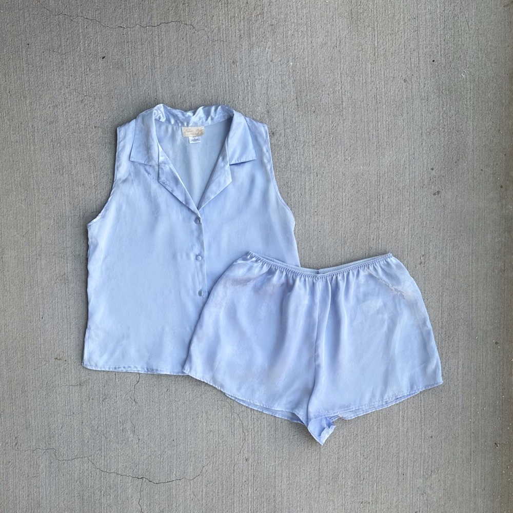 vintage satin light blue set